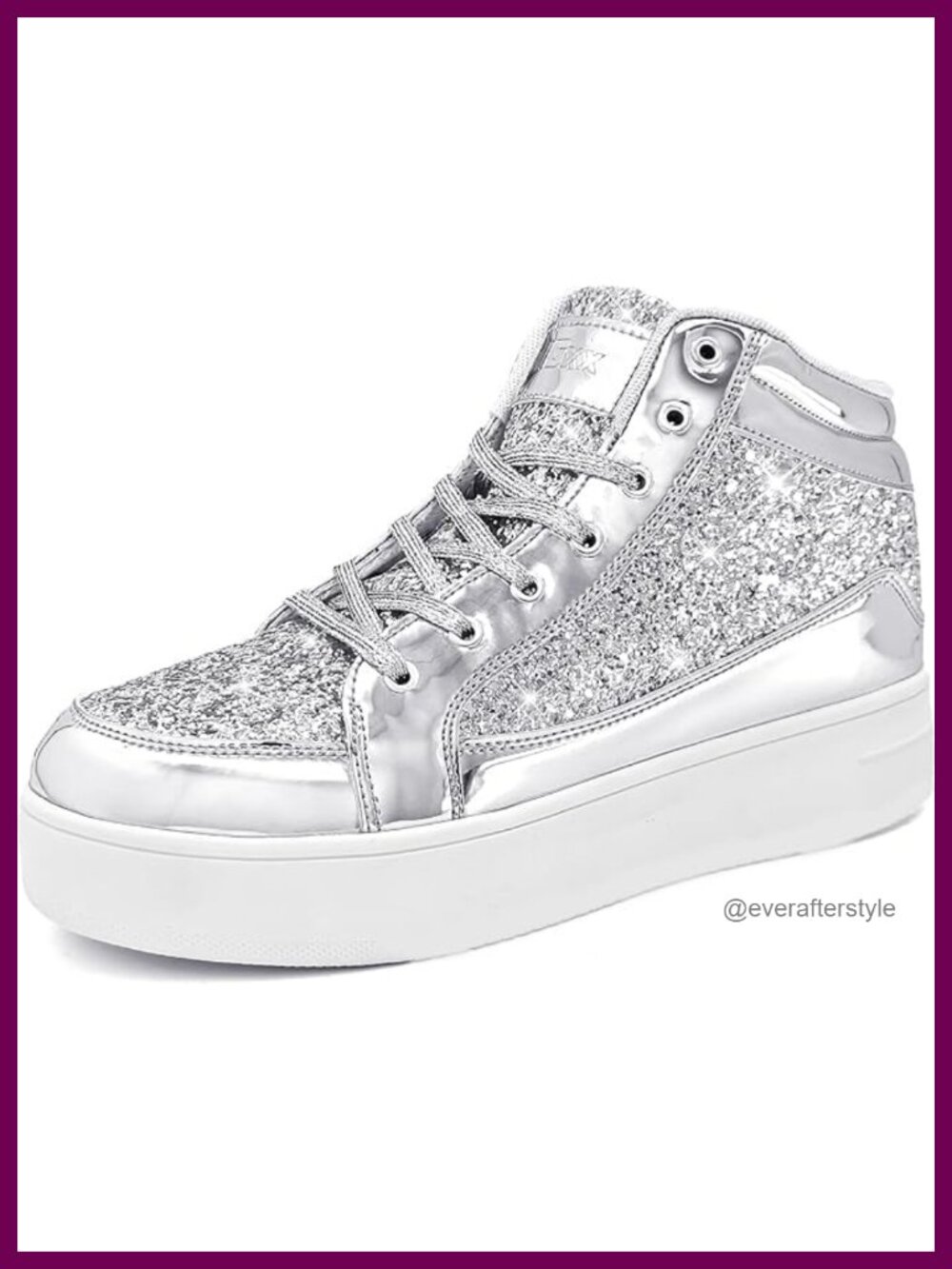 Platform Glitter Sparkly Sequin Disco Sneakers Lace-Up